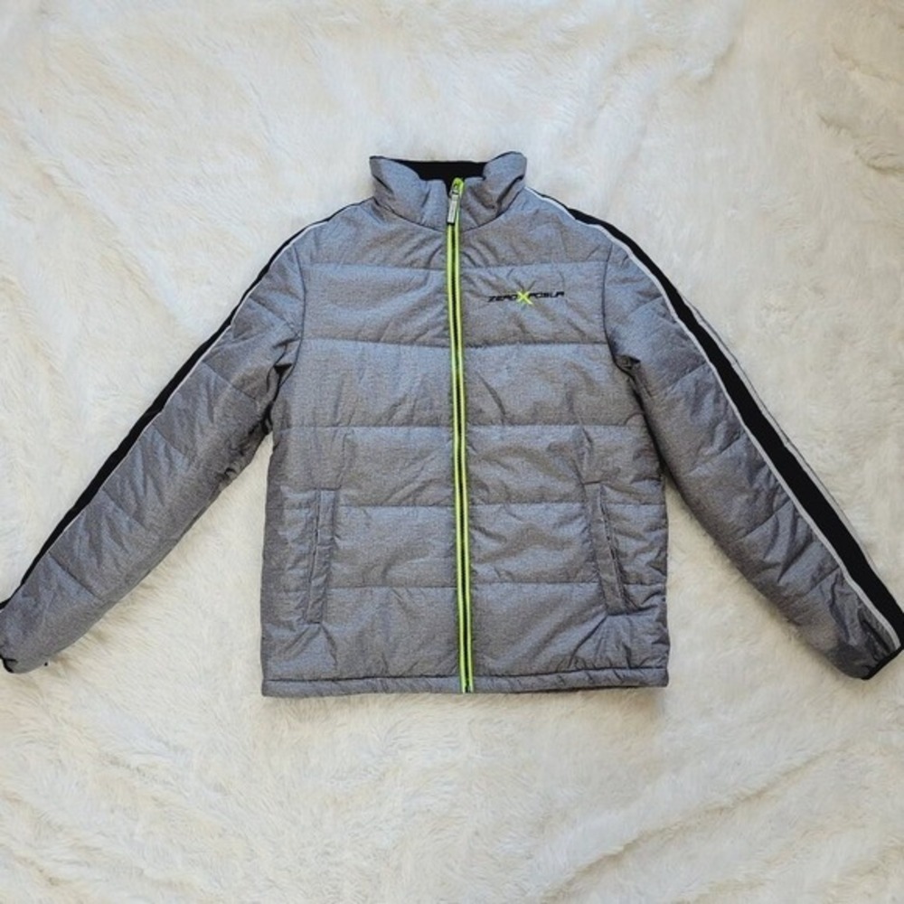 ZeroXposur Boys‎ Puffer Jacket Gray Neon Zip Size XL 18 20 Winter Warm